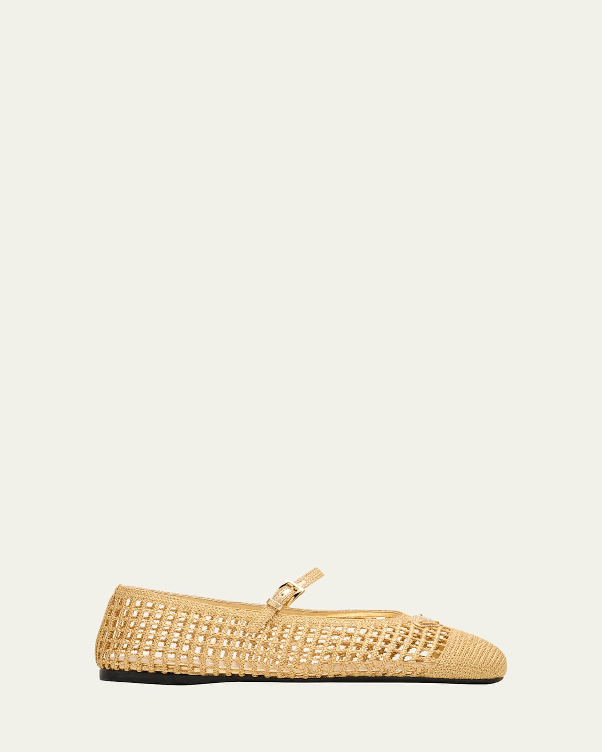 Triangle Logo Metallic Crochet Mary Jane Ballerina Flats | Bergdorf Goodman