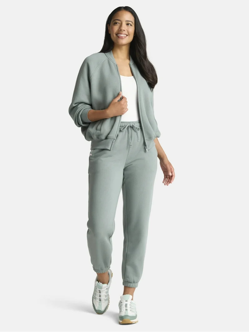 Athletic Works Women's Zip Front Fleece Bomber Jacket, Sizes XS-XXXL | Walmart (US)