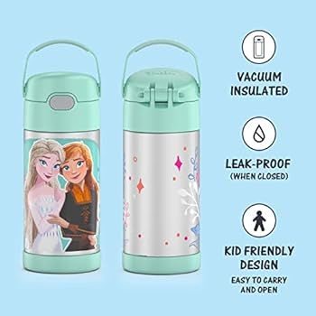 THERMOS FUNTAINER 12 Ounce Stainless Steel Vacuum Insulated Kids Straw Bottle, Frozen 2 (Styles M... | Amazon (US)