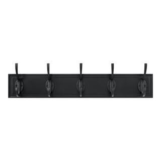 Snap Install 27 in. Black Hook Rack with 5 Matte Black Hooks | The Home Depot