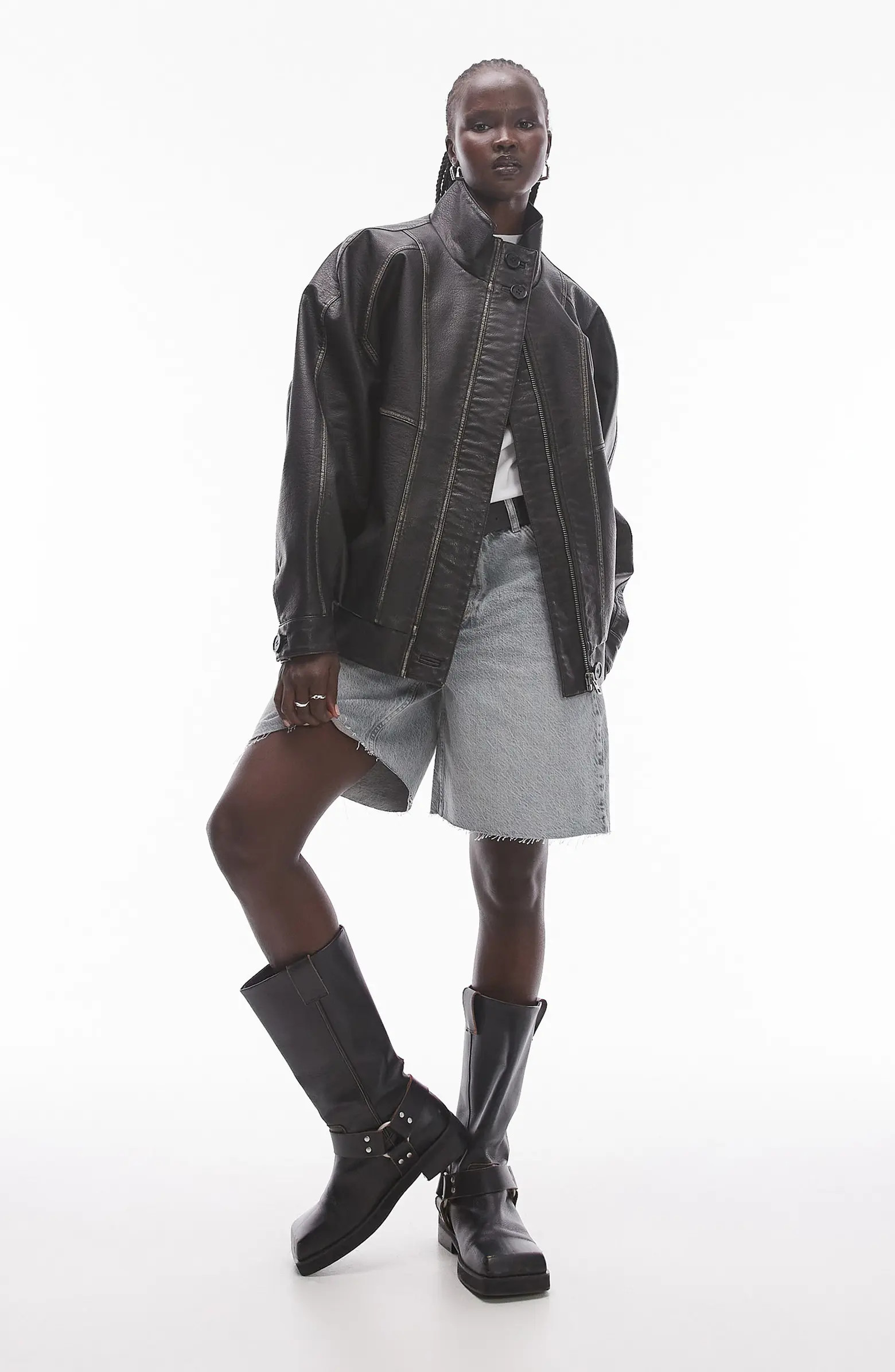 Oversize Faux Leather Bomber Jacket | Nordstrom