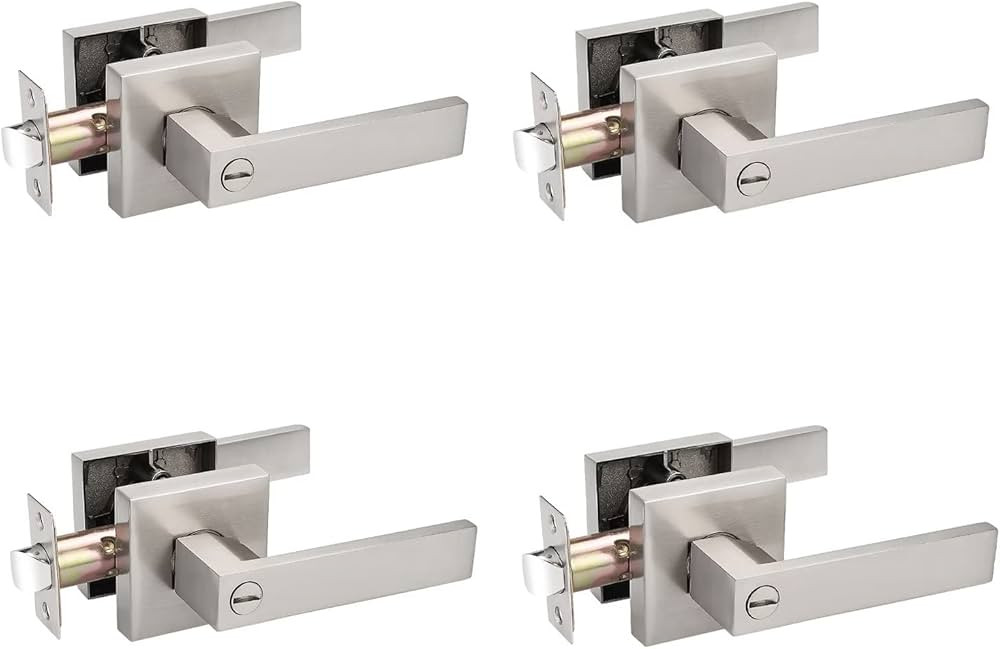Probrico 4 Pack Square Door Lever Privacy Door Lock Handleset Keyless Lockset Door Knobs Storage ... | Amazon (US)