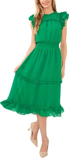 Clip Dot Flutter Sleeve Midi Dress | Nordstrom