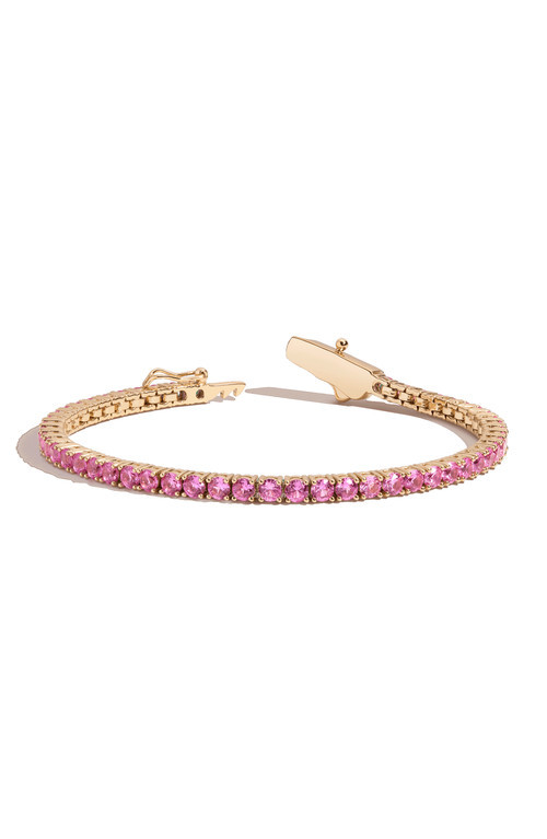 Aurate New York Lab Grown Pink Sapphire Tennis Bracelet at Nordstrom, Size 6.5 | Nordstrom