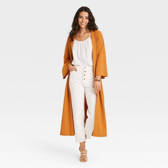 Women's Textured Solid Duster - Universal Thread™ Yellow One Size | Target