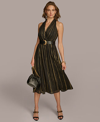 Women's Printed Belted A-Line Dress | Macy's