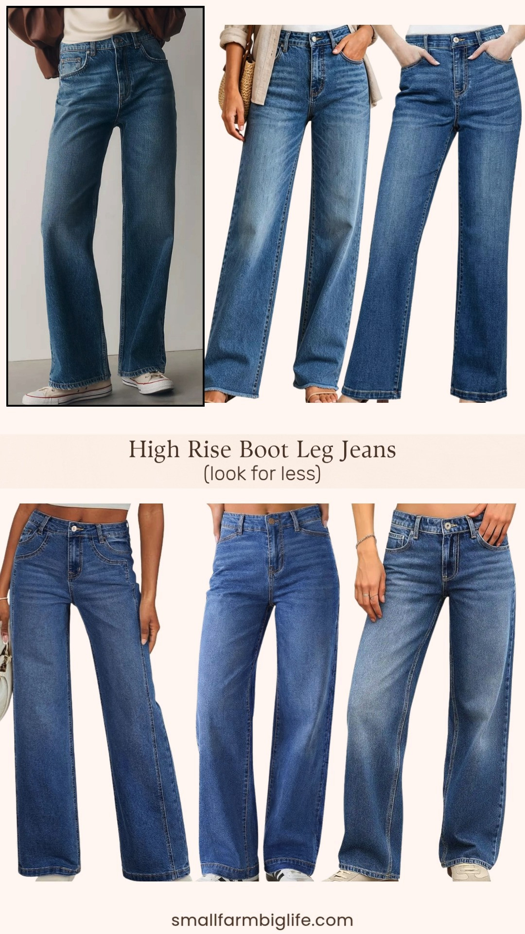 High rise bootleg jeans are one of the biggest denim trends right now, and I found a great look for less on this style. The Anthropologie Pilcro High Rise Bootleg Jeans are gorgeous at $148, but if you want that same high waisted, wide leg denim look for less, Amazon has so many great dupes.
I am loving the Amazon high waisted stretchy straight leg raw hem jeans at $34, the Sidefeel wide leg high waisted tummy control jeans at $40, and the Sidefeel wide leg patchwork denim jeans with the oversized fit at $35. For something a little more trendy, the ELLEVEN low rise baggy Y2K wide leg jeans at $43 and the GRAPENT high waisted classic trouser jeans at $30 are both great options too.
Shop the splurge and all of the save options for this high rise bootleg jeans look linked in this post. 

 #LTKgrwm #LTKootd #LTKOver40