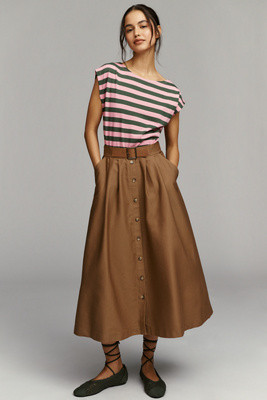 By Anthropologie Sleeveless Twofer A-Line Midi Dress | Anthropologie (US)