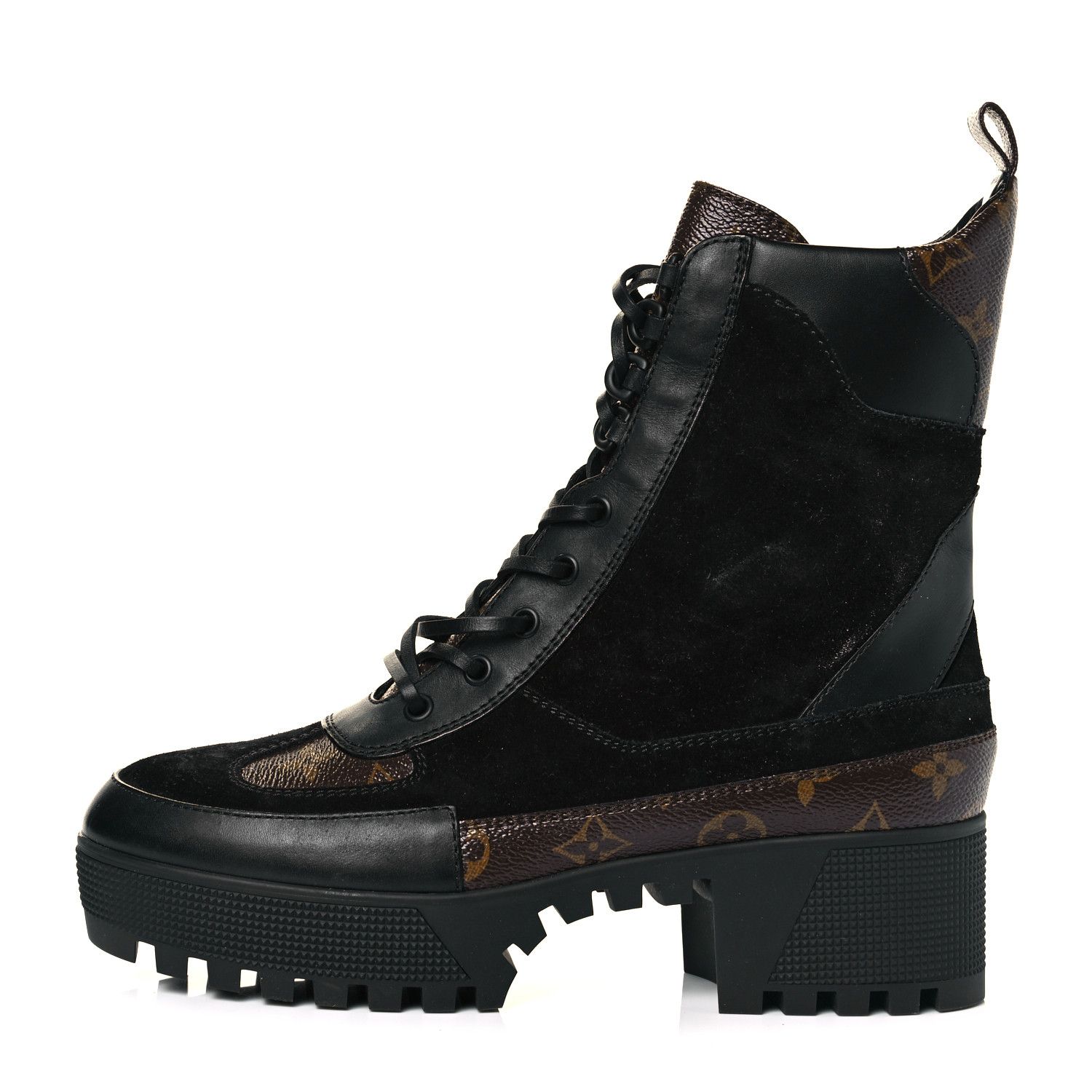 LOUIS VUITTON Suede Calfskin Monogram Laureate Platform Desert Boots 41 Black | FASHIONPHILE | Fashionphile