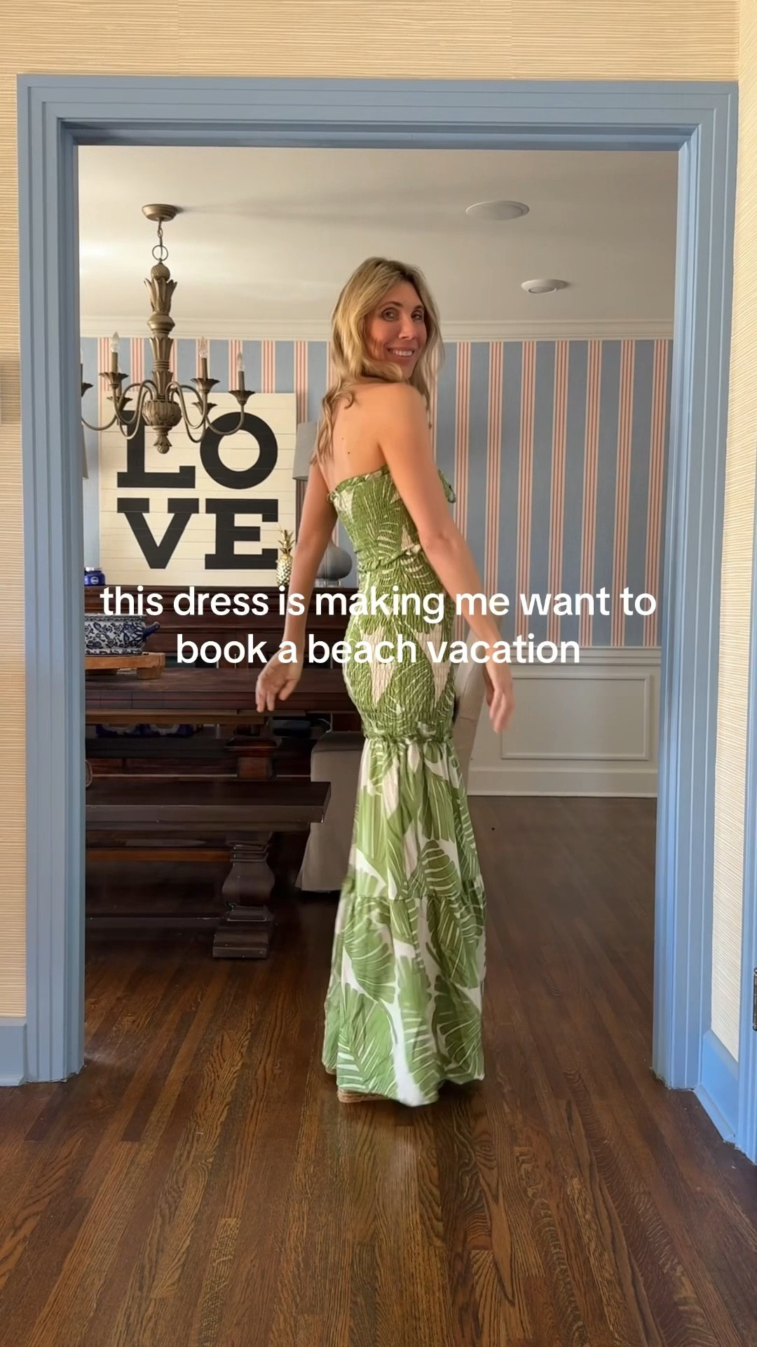 This dress is making me want to book a beach vacation immediately. 🌴 

The color, the print, the fit…this one just feels like dinner at a resort somewhere warm, doesn’t it?

I styled it with wedges and a woven bag. Now it just needs the water. 

Fit notes - it’s pretty long! I’m wearing with a wedge heel and it’s perfect with those. I’d say it runs true to size and it’s very stretchy. 

#LTKTall