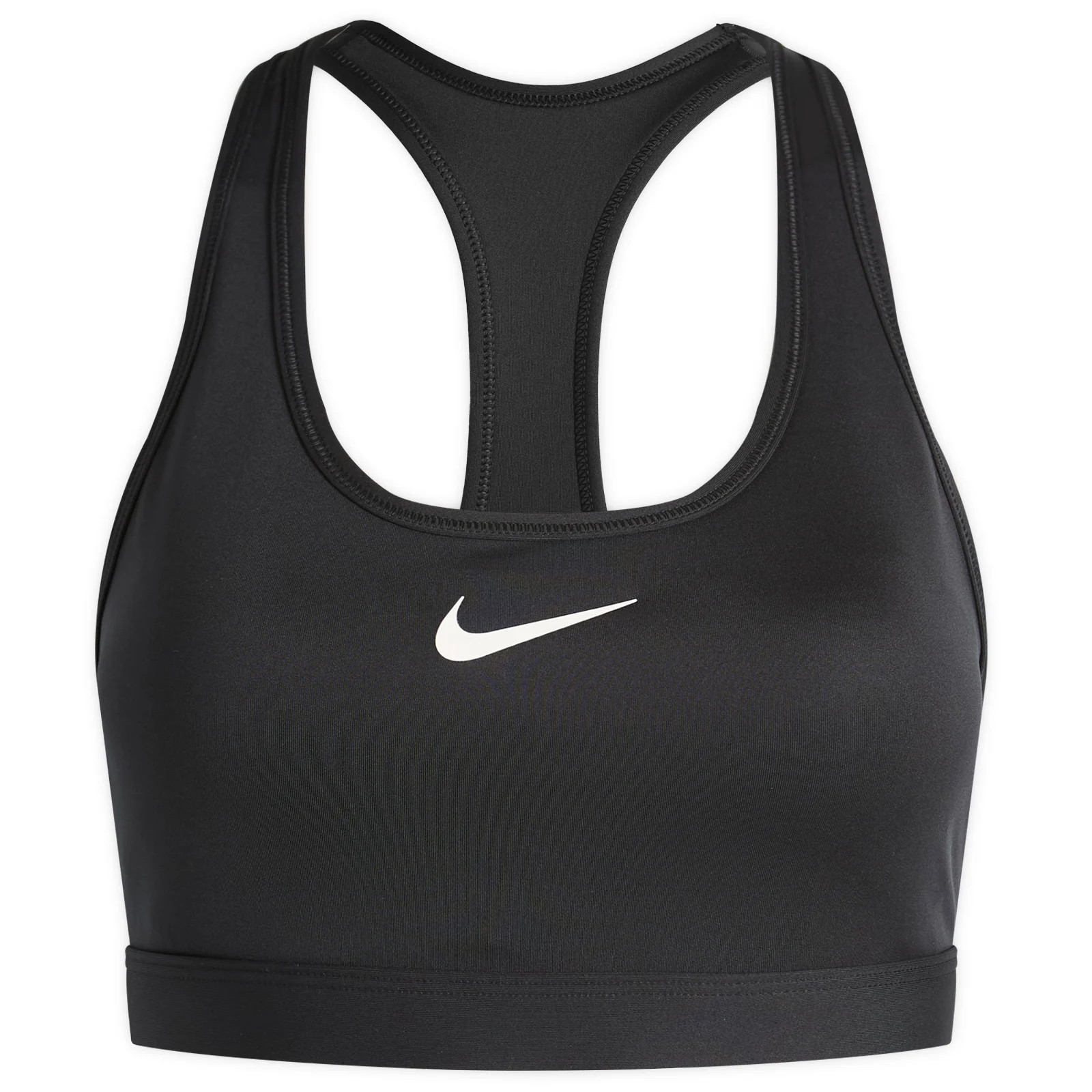 Nike Women's Swoosh Sports Bra in Black/White, Size X-Large | END. Clothing