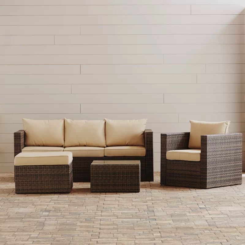 Rister 4 Piece Rattan Sofa Seating Group with Cushions | Wayfair North America