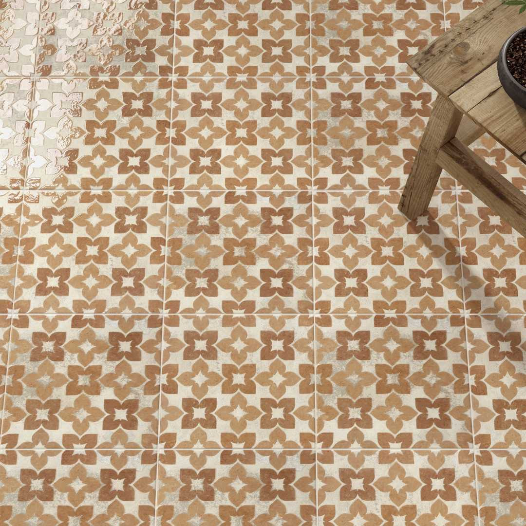 The Tile Life Phlox Terracotta 8-in x 8-in Satin Porcelain Floor and Wall Tile ( 10.76-sq ft Carton ) | TSOUL0808OC | Lowe's