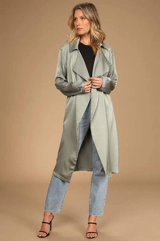 Being Chic Sage Green Satin Duster | Lulus (US)