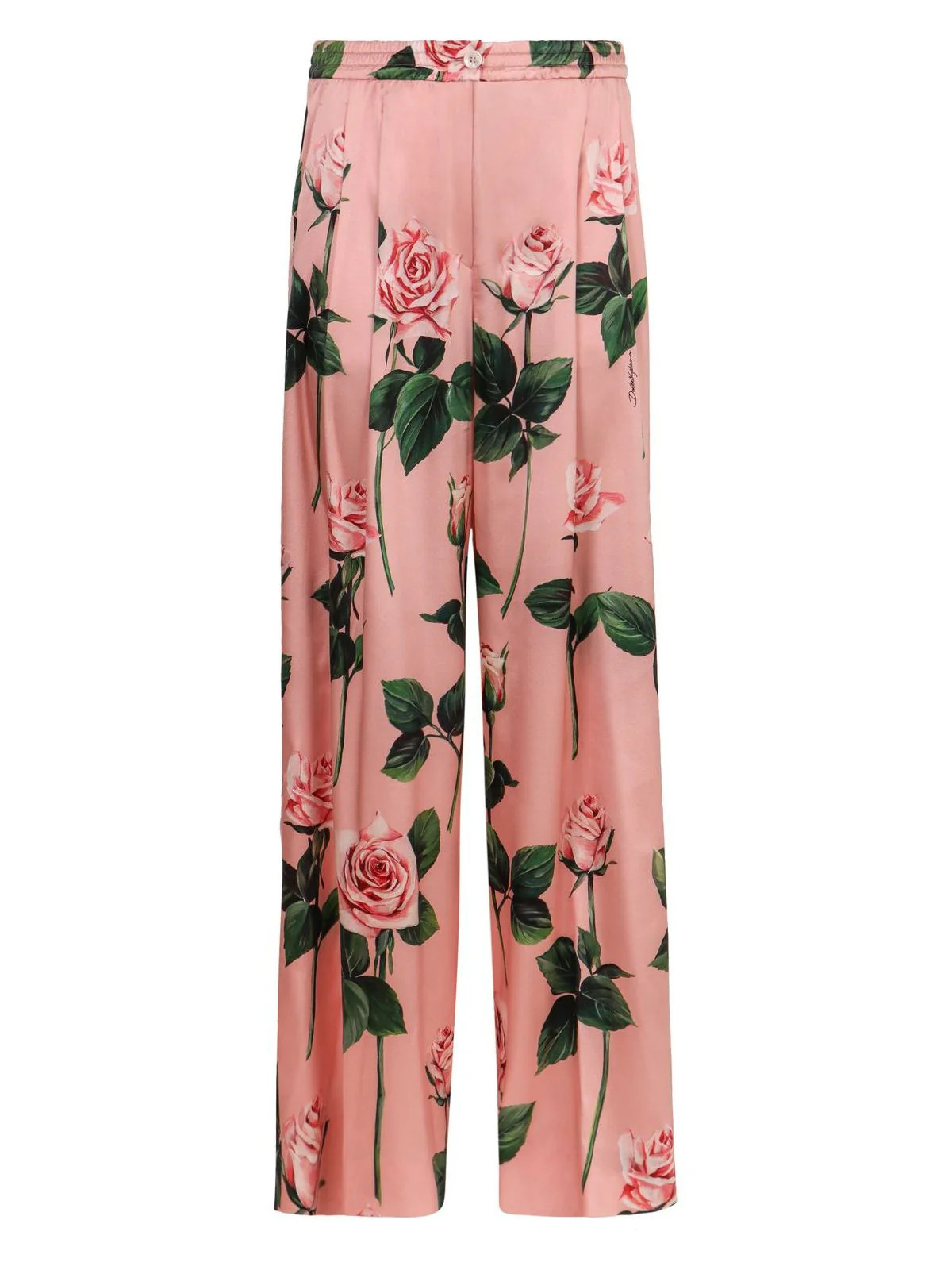 Dolce & Gabbana Women's Silk Floral Printed Flowers Pant in Pink | Size 44 | FTCISTFSA7D Color HF5IZ | LOZURI