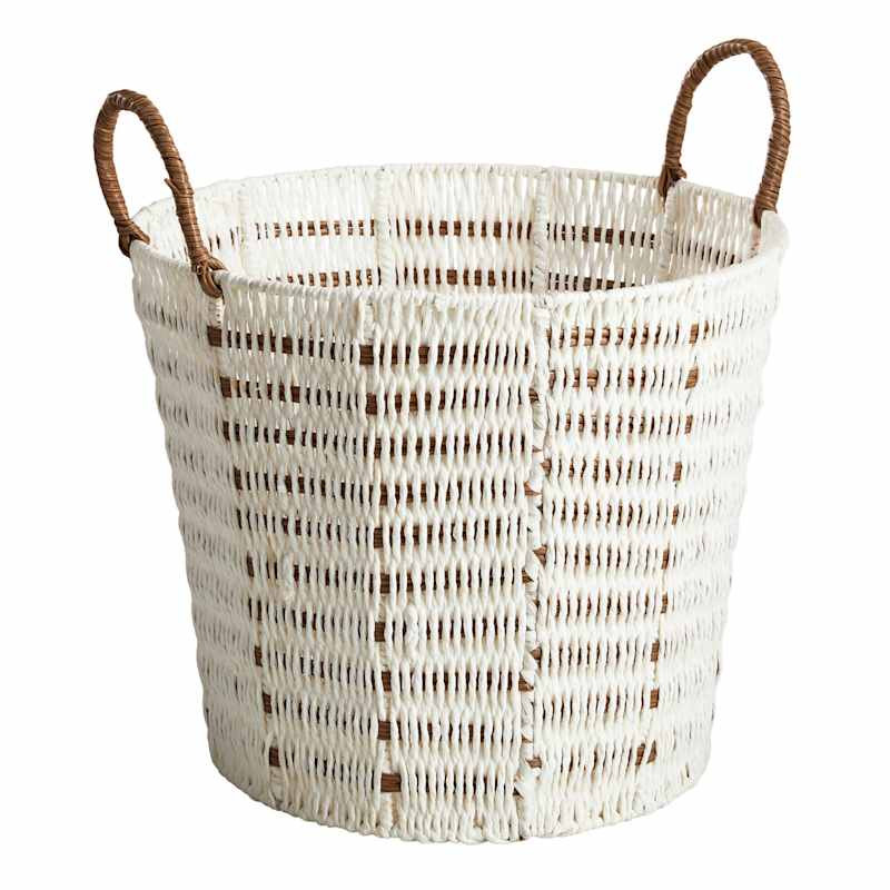 Found & Fable White Paper Rope Round Basket, Small | At Home