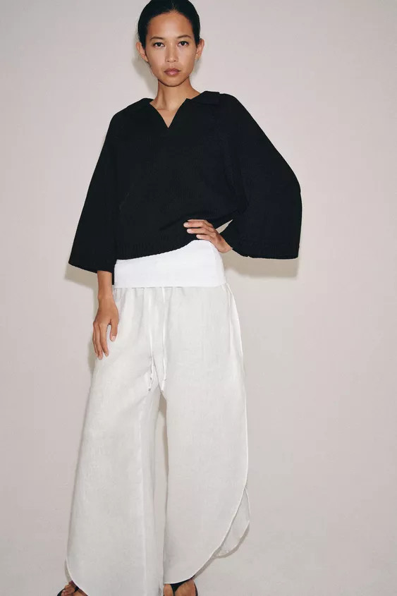 ZW COLLECTION LINEN PANTS WITH VENTS | Zara US