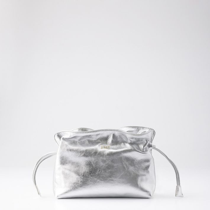 Lucia Italian Leather Gathered Clutch | Mark and Graham