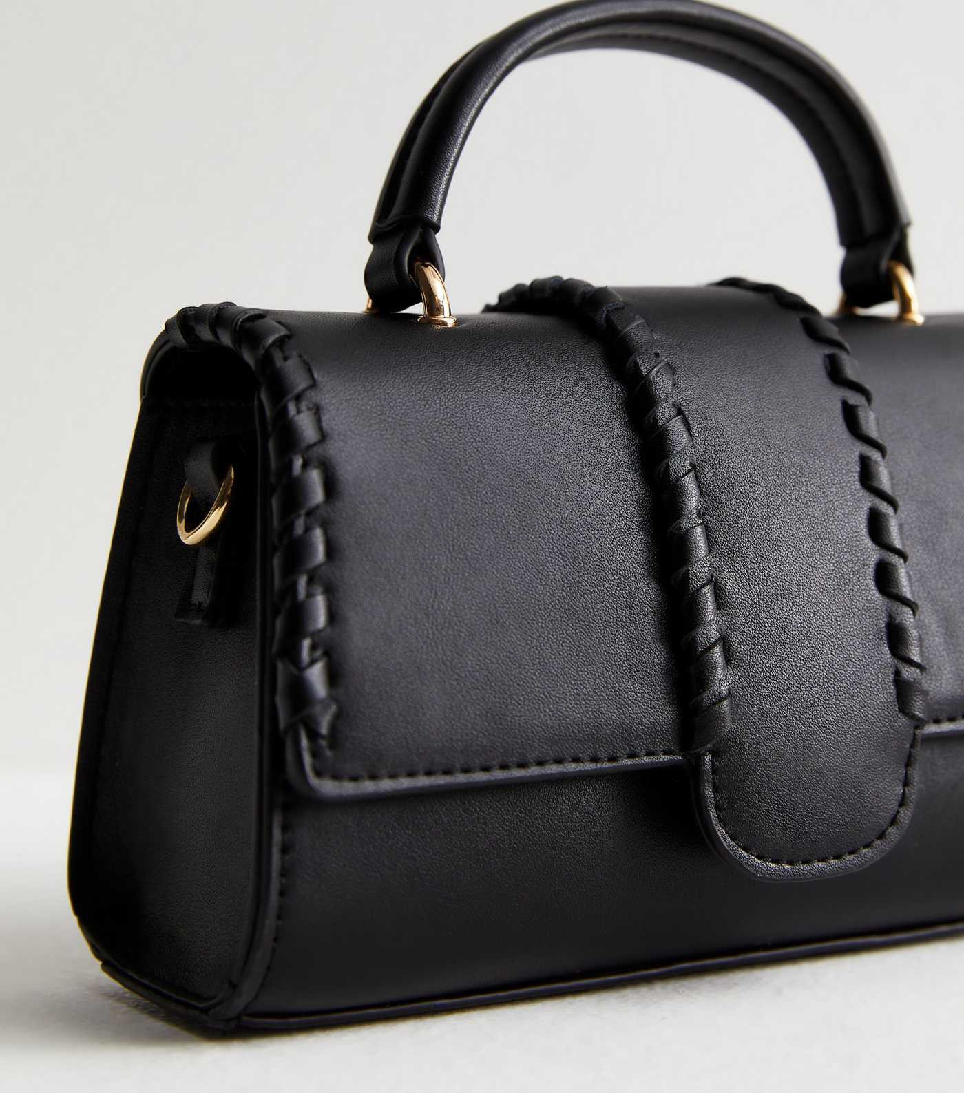 Black Whip Stitch Top Handle Cross Body Bag | New Look | New Look (UK)