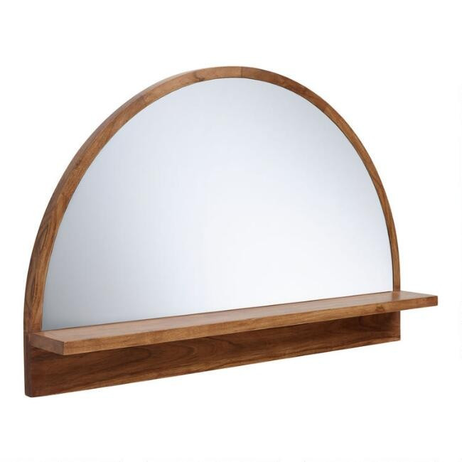 Half Round Mirror with Acacia Wood Shelf | World Market