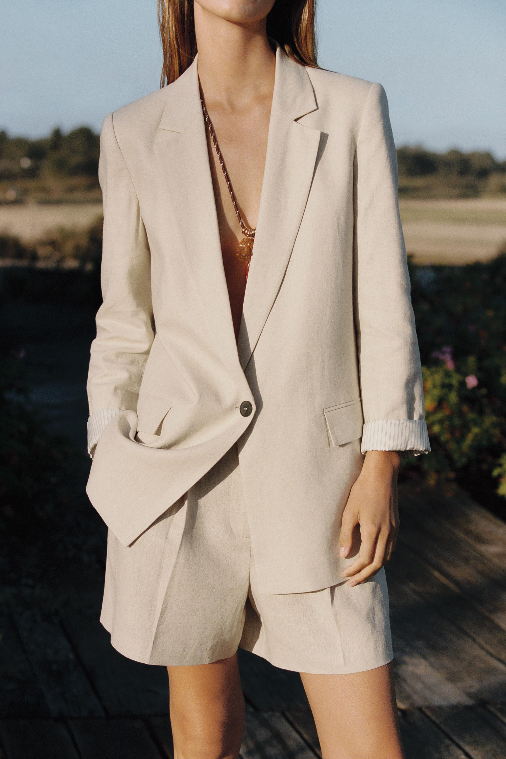 LINEN BLAZER WITH PRINTED CUFFS | Zara US