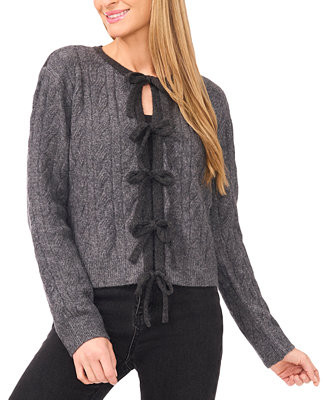 Women's Tie-Front Cardigan Long Sleeves Sweater | Macy's