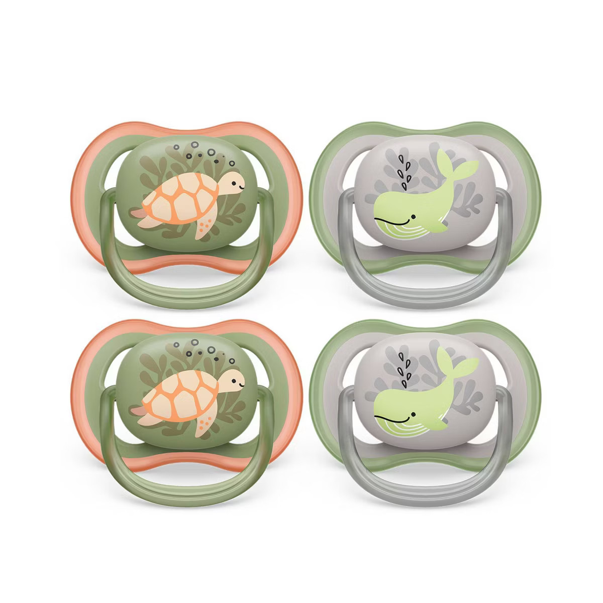 Avent Philips Ultra Air Pacifier 6-18 Months - Orange Turtle/Green Whale - 4pk | Target