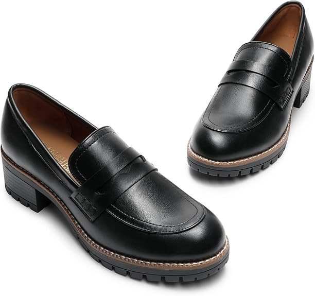 DREAM PAIRS Women's Platform Chunky Heeled Loafers, Womens Business Casual Shoes | Amazon (US)