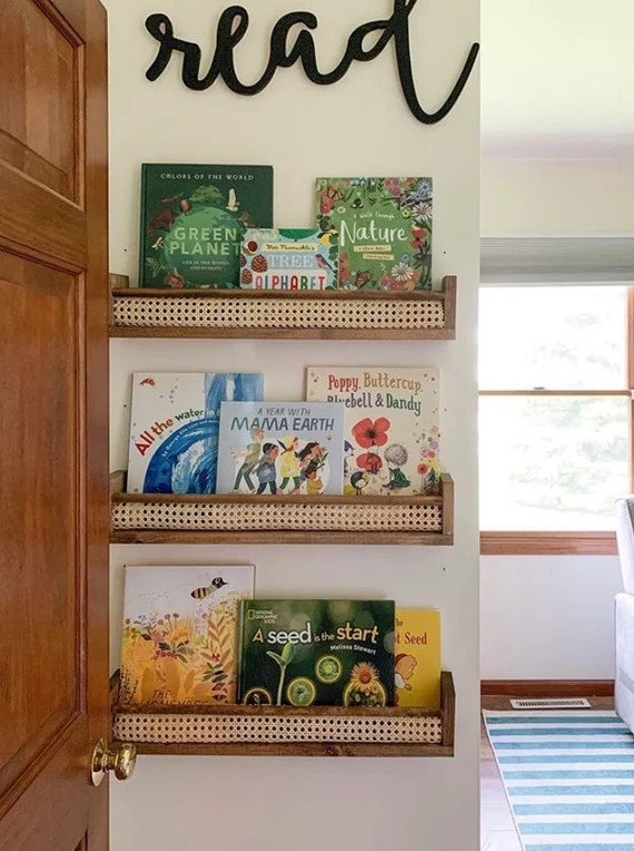 Nursery Bookshelf, Premium Nursery Shelves, Caned Nursery Shelves, Boho Decor, Children's Bookshe... | Etsy (US)