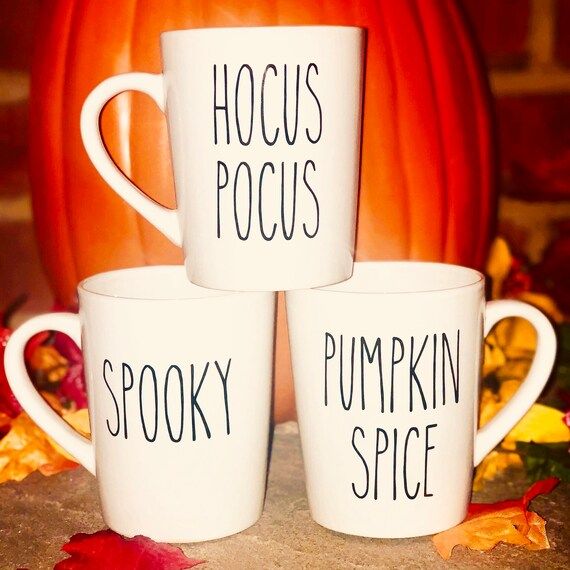 Rae Dunn Inspired Hocus Pocus Mug, Pumpkin Spice Mug, Spooky Mug, Fall Mug Set, PSL, Farm House, Gif | Etsy (US)