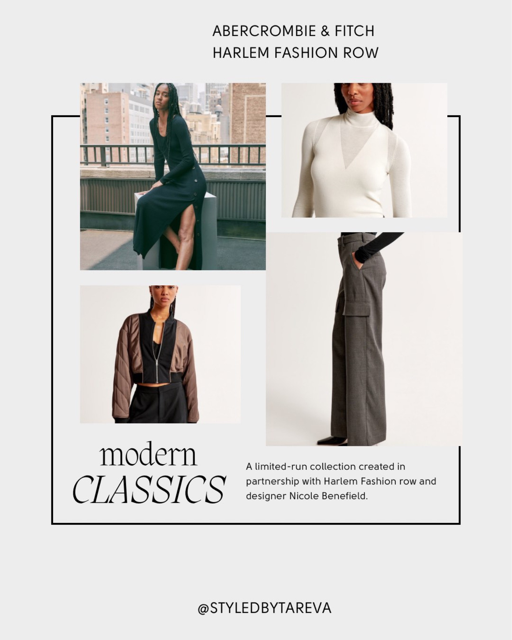 Just dropped. Buying the cargo pants for sure. The mesh sweater top a great item for fall. Abercrombie and Harlem Fashion Row. More items on website. 

#LTKtravel #LTKworkwear #LTKstyletip