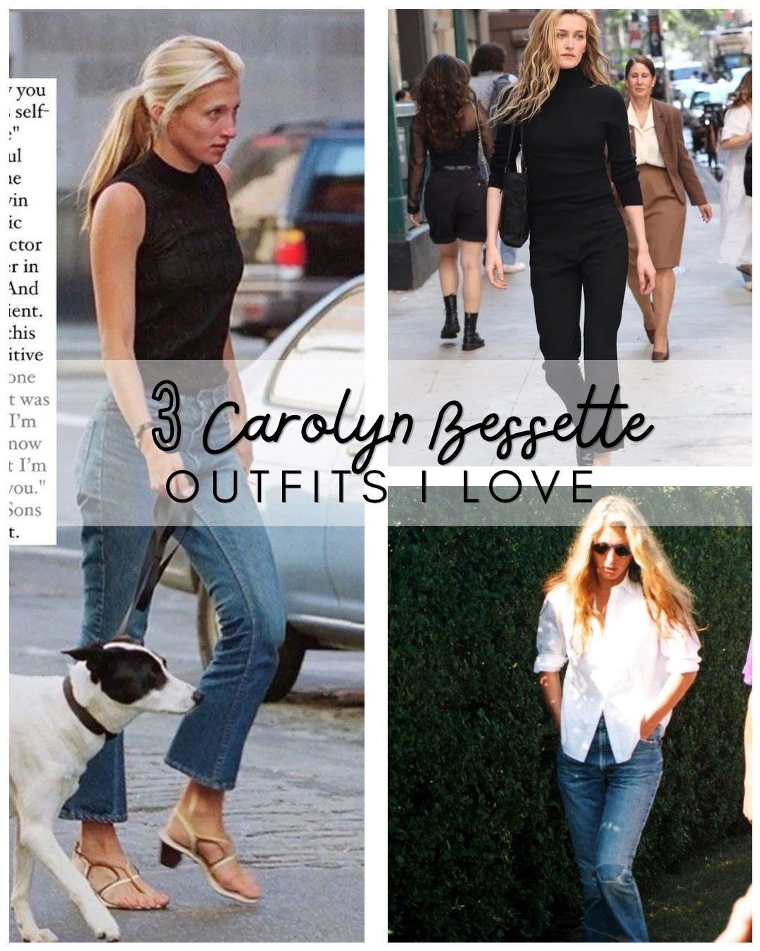 3 Carolyn Bessette outfits I love! Her style was simple, elegant, and casual, but always fashion-forward. A fashion icon who inspired the world.

#LTKgrwm #LTKootd