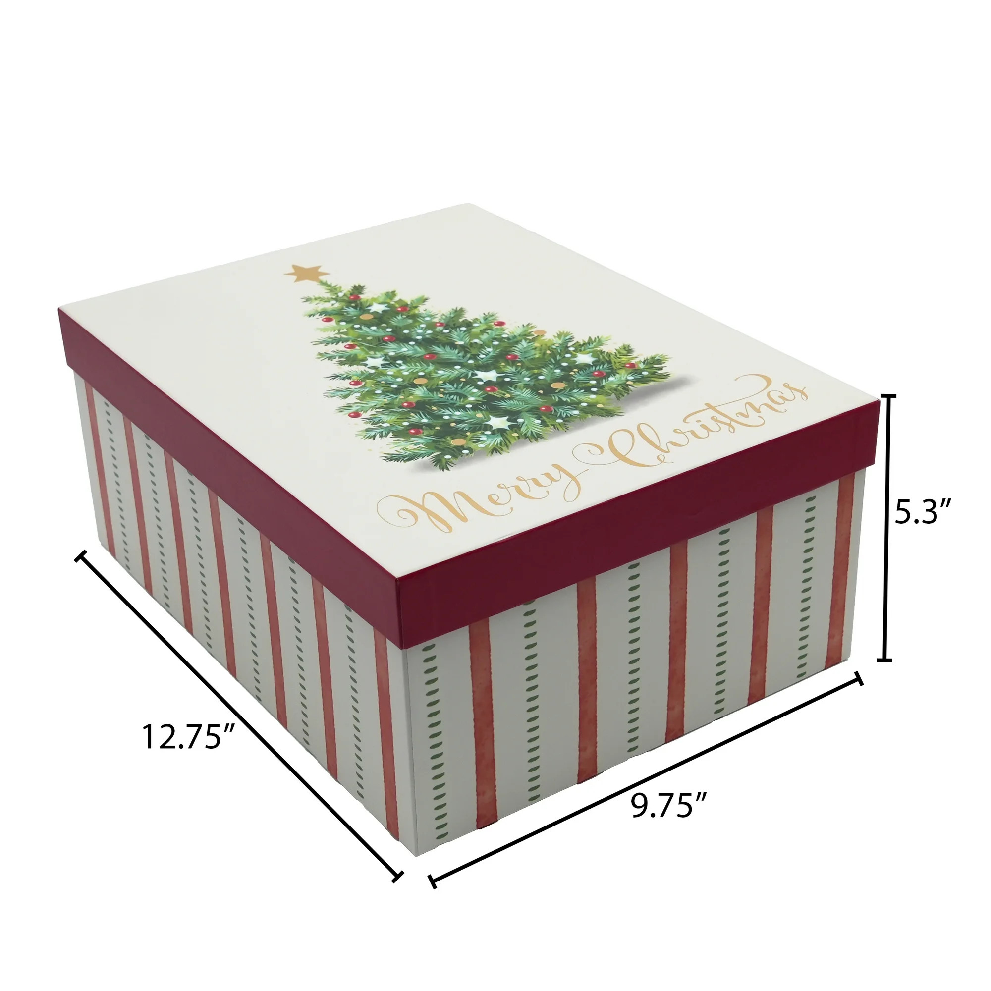 Extra Large Heritage Christmas Tree Gift Box with Lid, Green and White, 12.75" x 9.75" x 5.4", by... | Walmart (US)