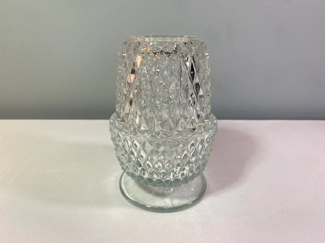 Indiana Glass Clear Diamond Point Fairy Lamp (Round Base) | Etsy (US)