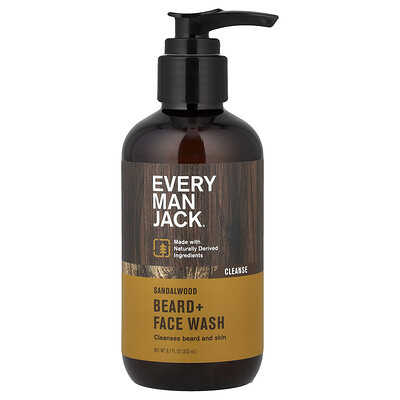 Every Man Jack, Beard + Face Wash, Sandalwood, 6.7 fl oz (200 ml) | iHerb