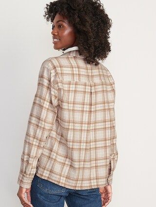 Cropped Plaid Flannel Boyfriend Shirt for Women | Old Navy (CA)