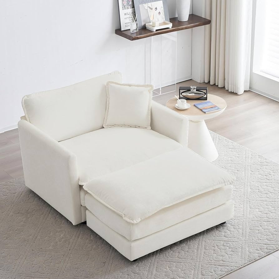 Chenille Oversized Chair with Ottoman - 41.4”W Comfy Accent Chair and Ottoman Set, Single Sofa ... | Amazon (US)