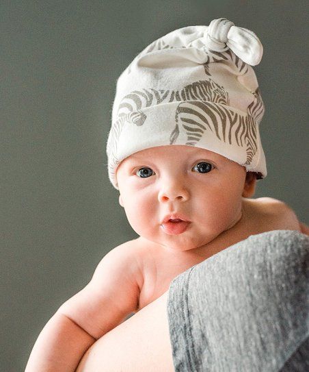 Milkbarn Gray Zebra Organic Cotton Knotted Beanie - Infant | Best Price and Reviews | Zulily | Zulily