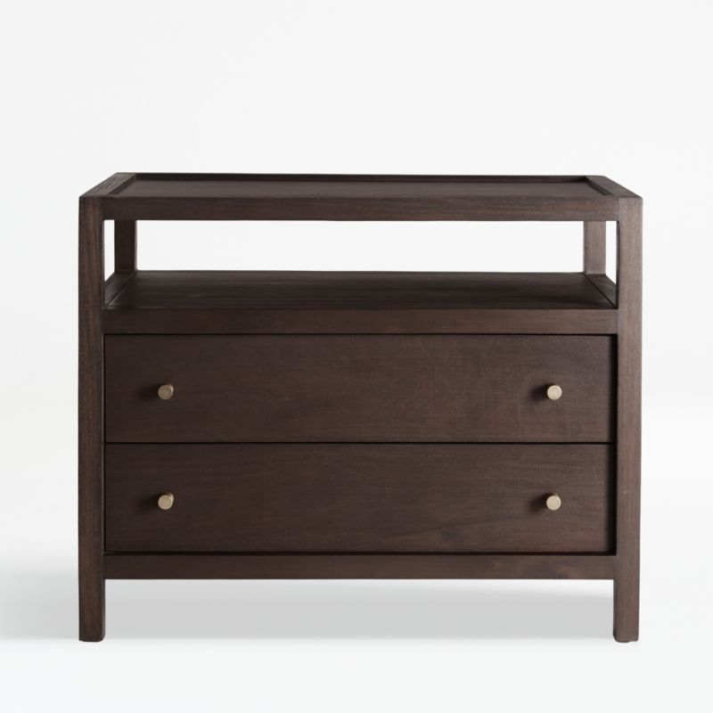 Keane Espresso Wood Charging Nightstand + Reviews | Crate & Barrel | Crate & Barrel