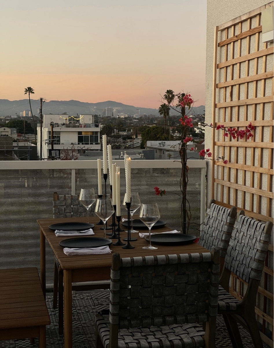 west elm brown wood table, candles, urban outfitters plates and cb2 glasses #homedecor #outdoor #ltkhome

#LTKSeasonal #LTKHoliday #LTKGiftGuide