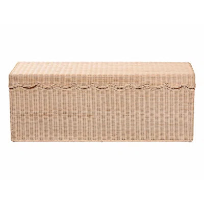 Bali & Pari Damita Scallop Natural Rattan Chest With Lift-Top Lid – Coastal Boho Style Storage Bench | Wayfair North America