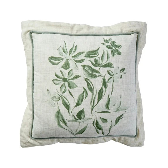 Better Homes & Gardens Floral Decorative Pillow, 18x18, Green | Walmart (US)