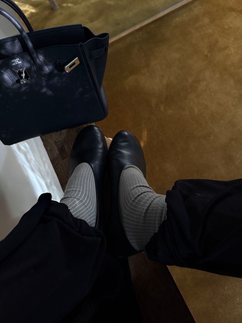 Leather flats #stylist #flats #leather #birkin #socks 

 #LTKdayinmylife #LTKgrwm #LTKootd