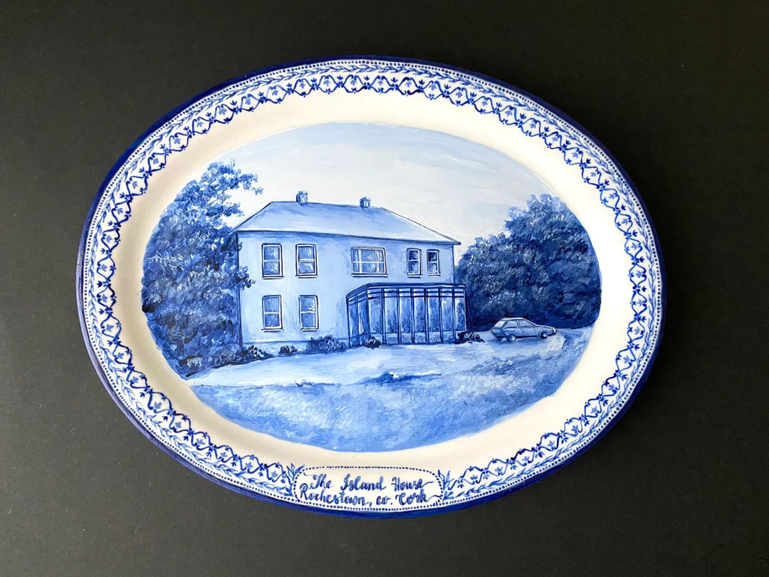 Custom House Portrait Platter Hand Painted Porcelain Plate - Etsy | Etsy (US)