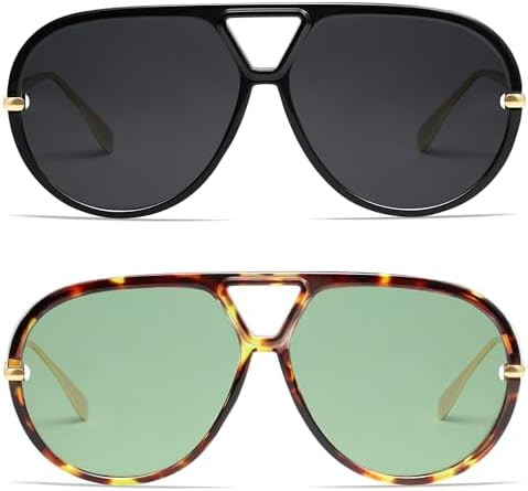 VANLINKER Oversized Trendy Polarized Aviator Sunglasses for Women Men Retro Round Sunglasses Vint... | Amazon (US)