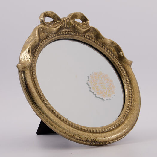 Gold Tone Ornate Bow Mirror 24x22cm | TK Maxx