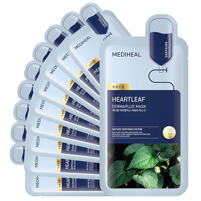 Mediheal Dermaplus Heartleaf Mask (10 Counts) - Daily Vegan Mask for Soothing Skin with Panthenol... | Amazon (US)