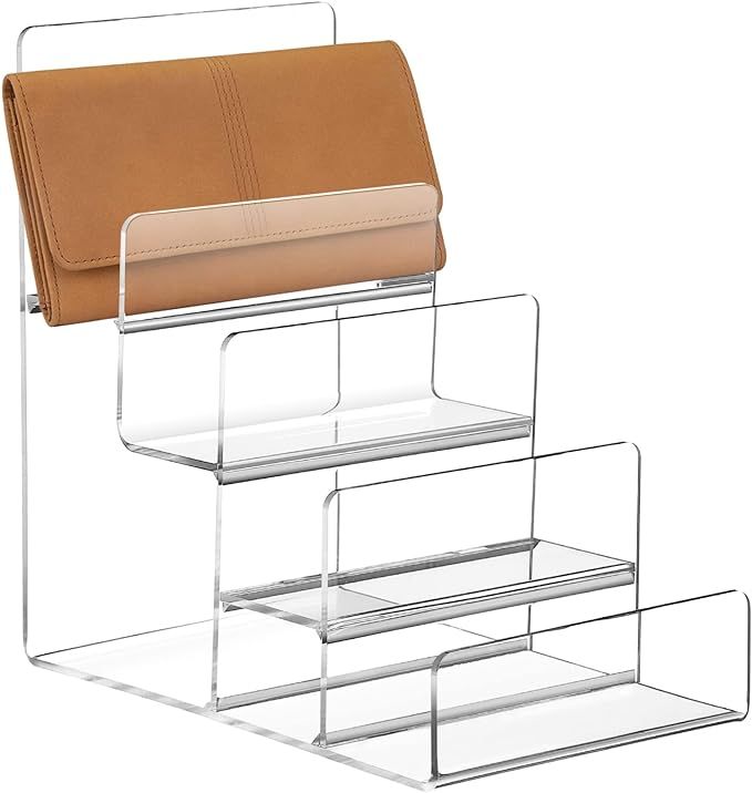 DOITOOL 4- Tier Handbag Purse Riser Display Shelf, Clear Acrylic Wallet Display Stand Holder, Jew... | Amazon (US)