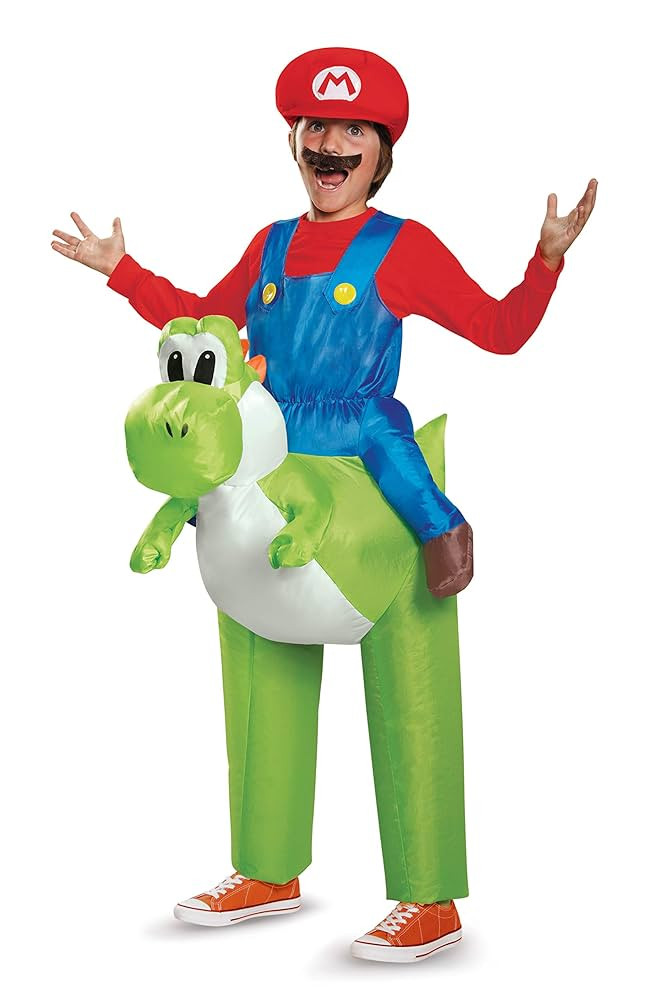 Super Mario Bros. Mario Riding Yoshi Inflatable Costume, Officially Licensed Super Mario Bros Cos... | Amazon (US)