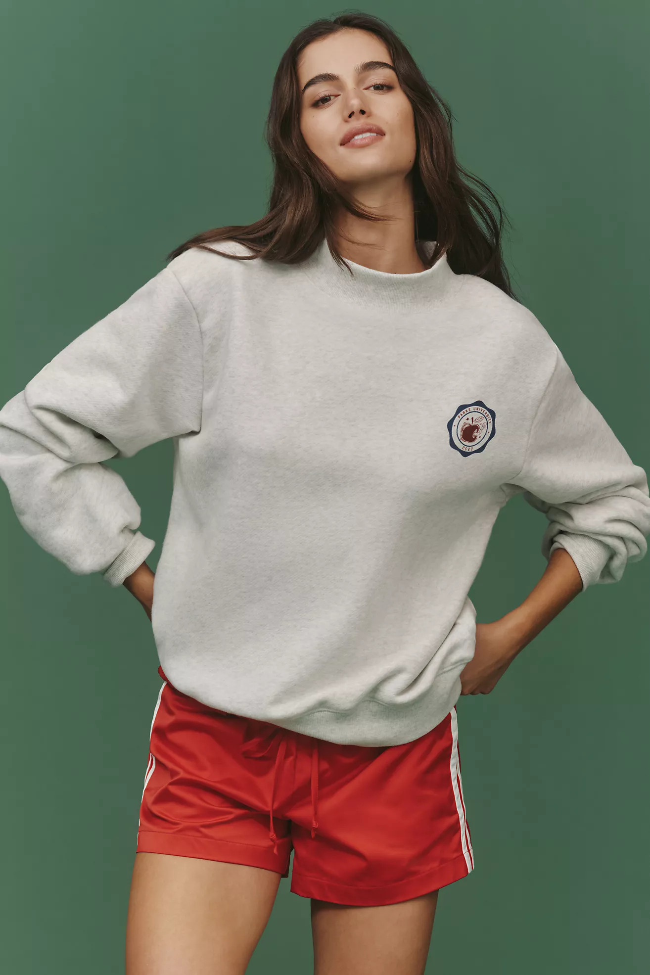 PARKE x Anthropologie Mock-Neck Varsity Sweatshirt | Anthropologie (US)